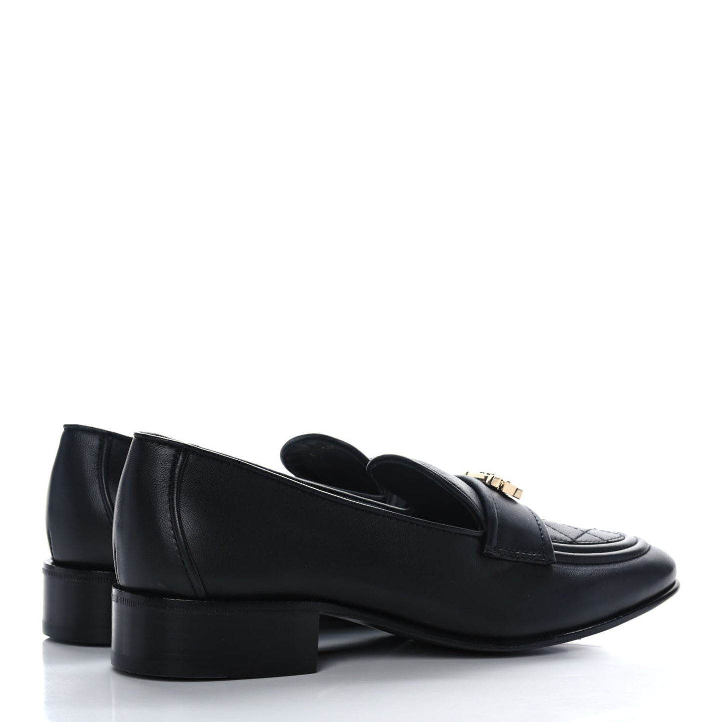 Lambskin Quilted Womens CC Loafers 39 Black