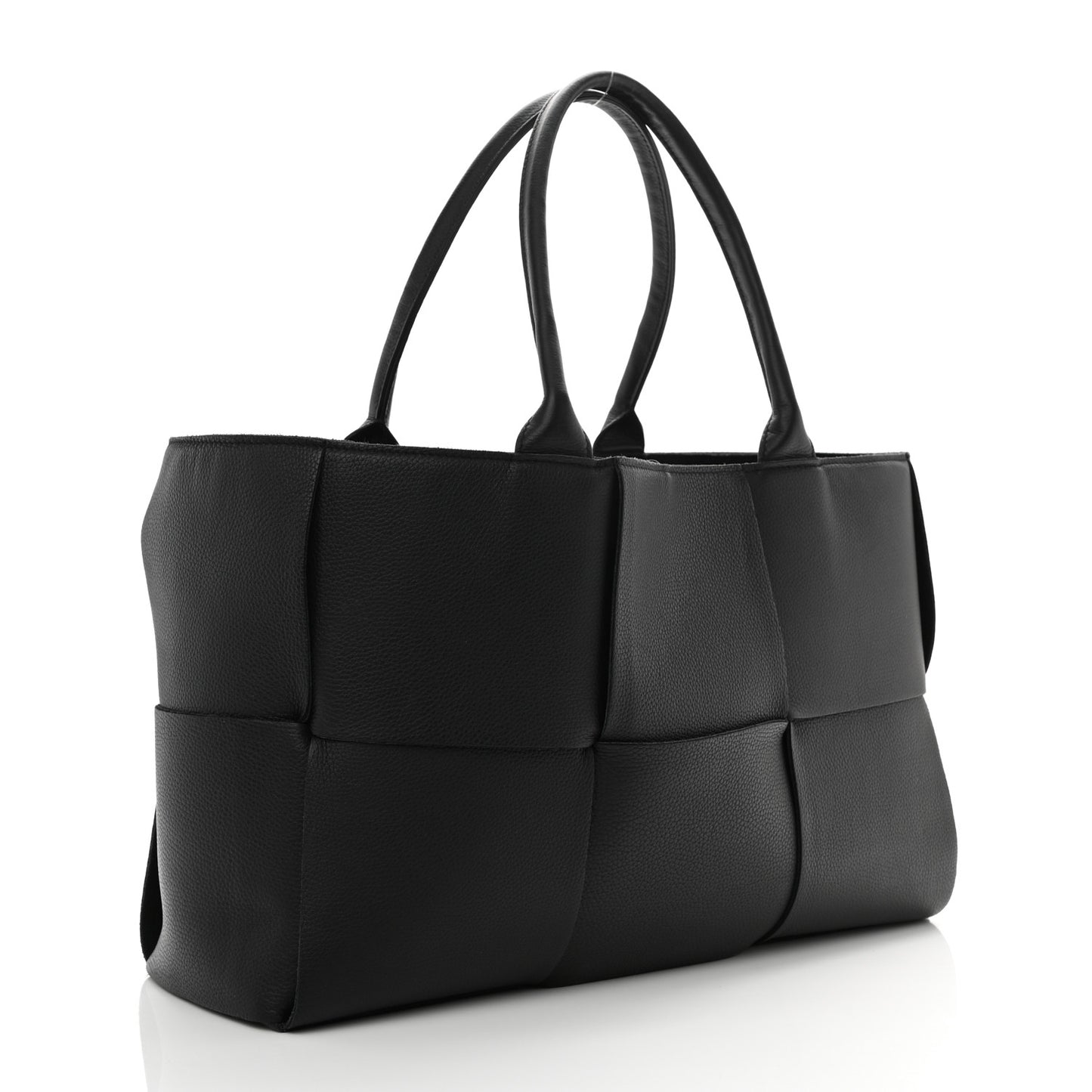 Grained Calfskin Maxi Intrecciato Arco Tote Black