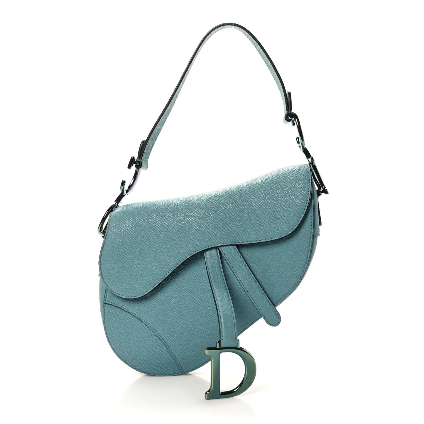 Grained Calfskin Saddle Bag Sky Blue