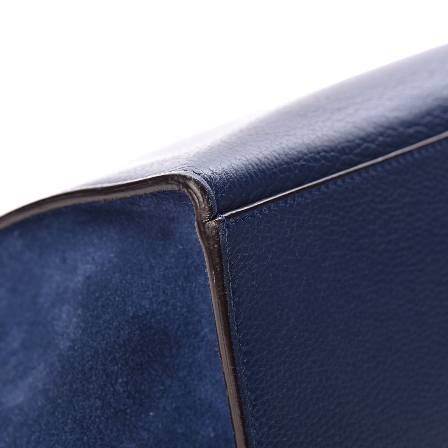 Drummed Calfskin Suede Medium Trapeze Navy