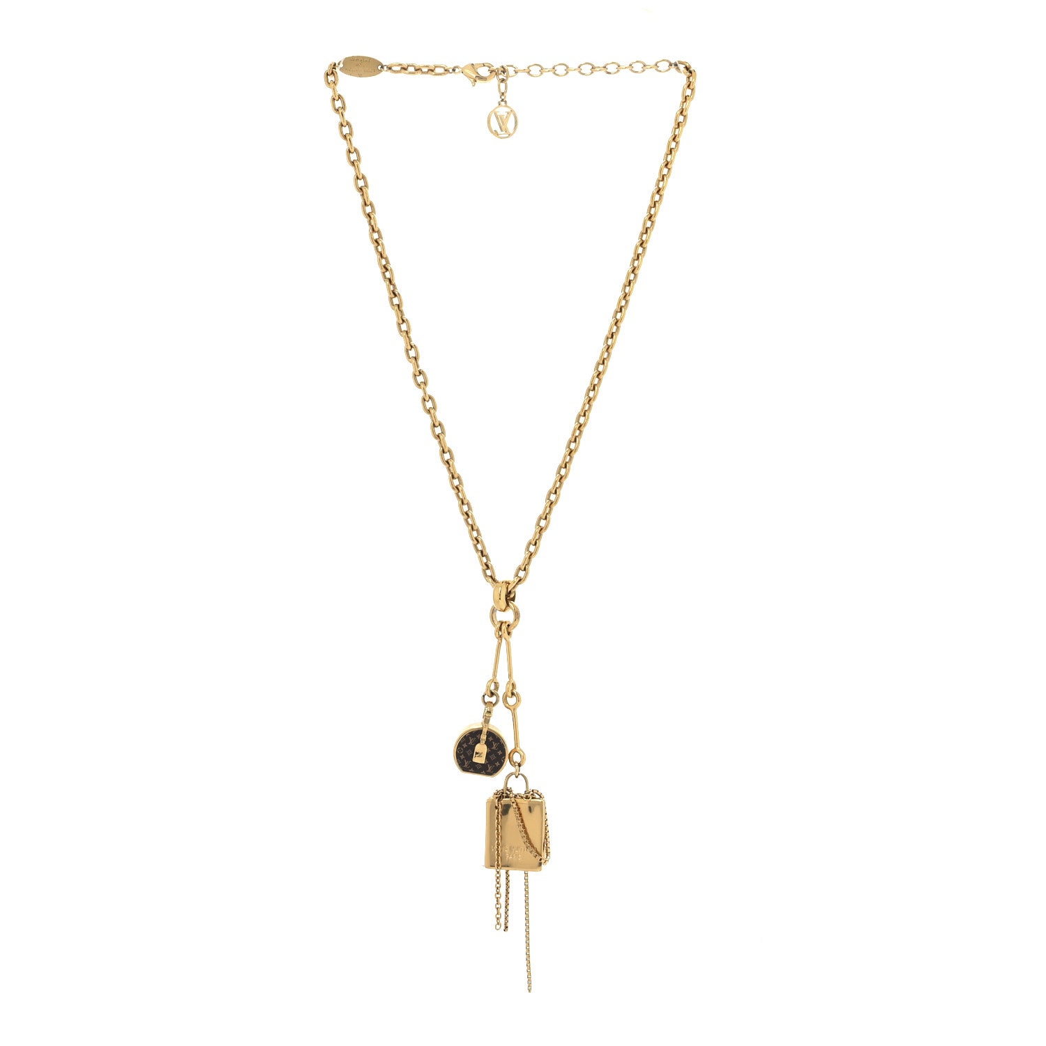 Louis Vuitton Metal Mini Boite Chapeau Pendant Necklace Gold 3 of 6