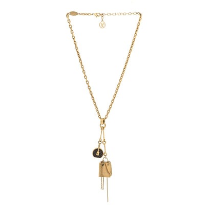 Louis Vuitton Metal Mini Boite Chapeau Pendant Necklace Gold 3 of 6