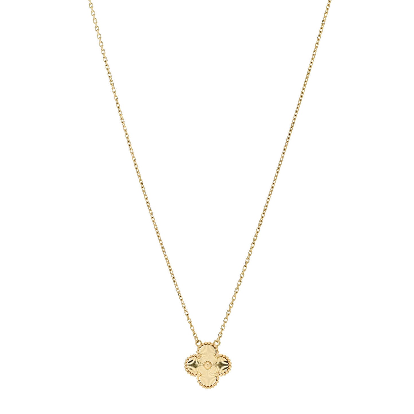 18K Yellow Gold Guilloche Vintage Alhambra Pendant Necklace