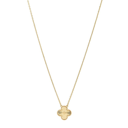 Van Cleef & Arpels 18K Yellow Gold Guilloche Vintage Alhambra Pendant Necklace 1 of 6