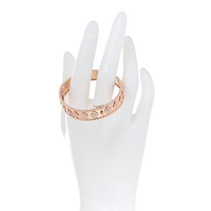 Van Cleef & Arpels 18K Rose Gold Diamond Perlee Clovers Bangle Bracelet M 2 of 7