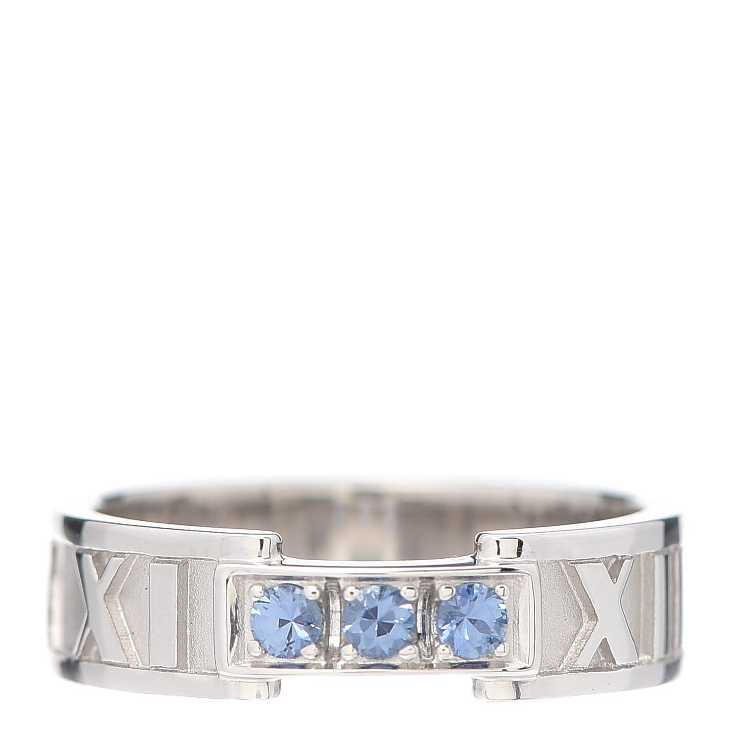 18K White Gold Blue Sapphire Atlas Ring 52 6