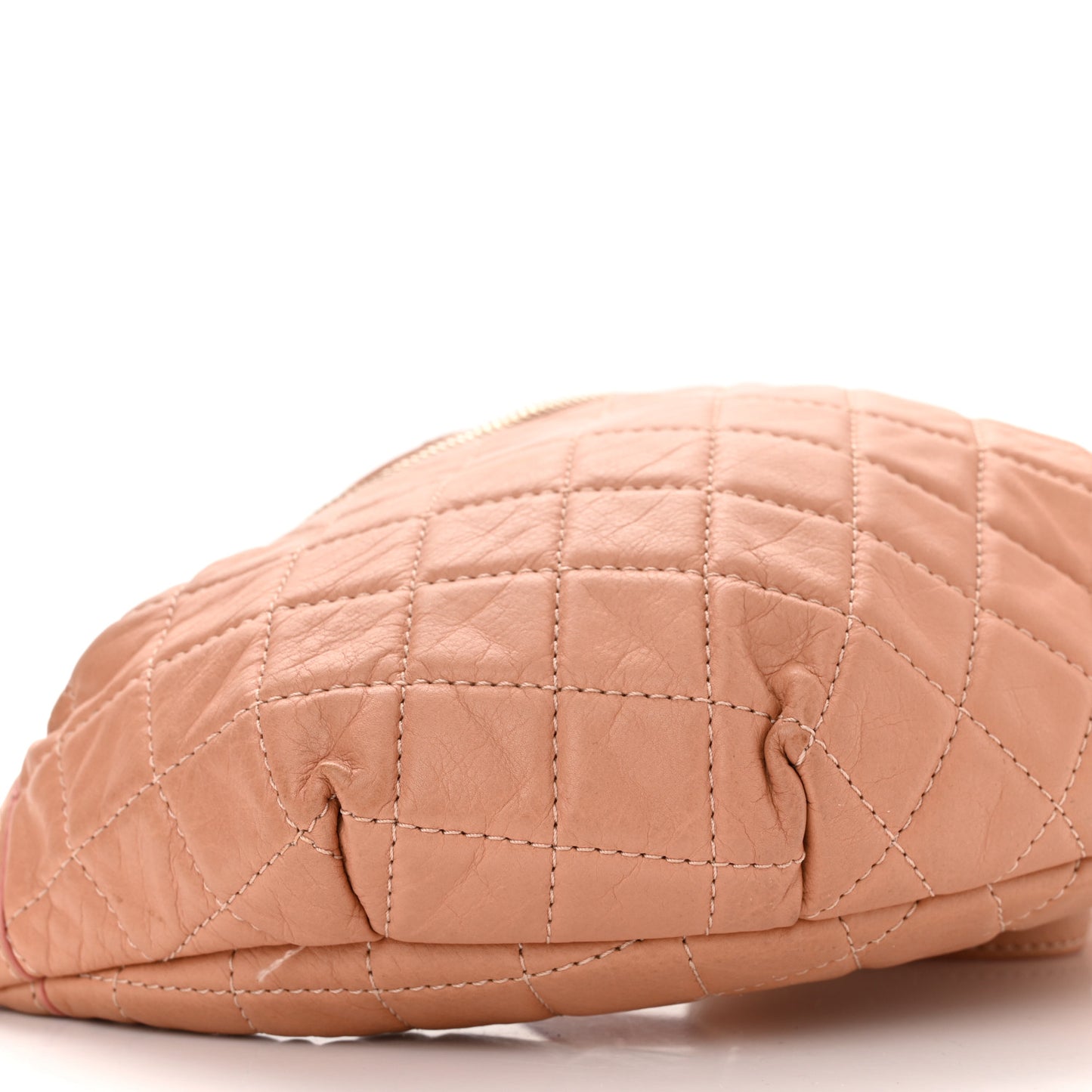 Calfskin Quilted Banane Waist Bag Fanny Pack Pink