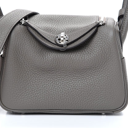 Hermes Taurillon Clemence Mini Lindy 20 Etain 7 of 10