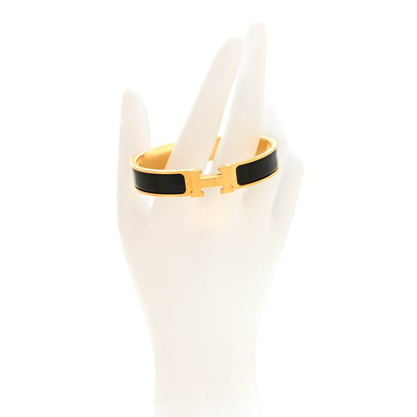 Enamel Narrow Clic Clac H Bracelet GM Black