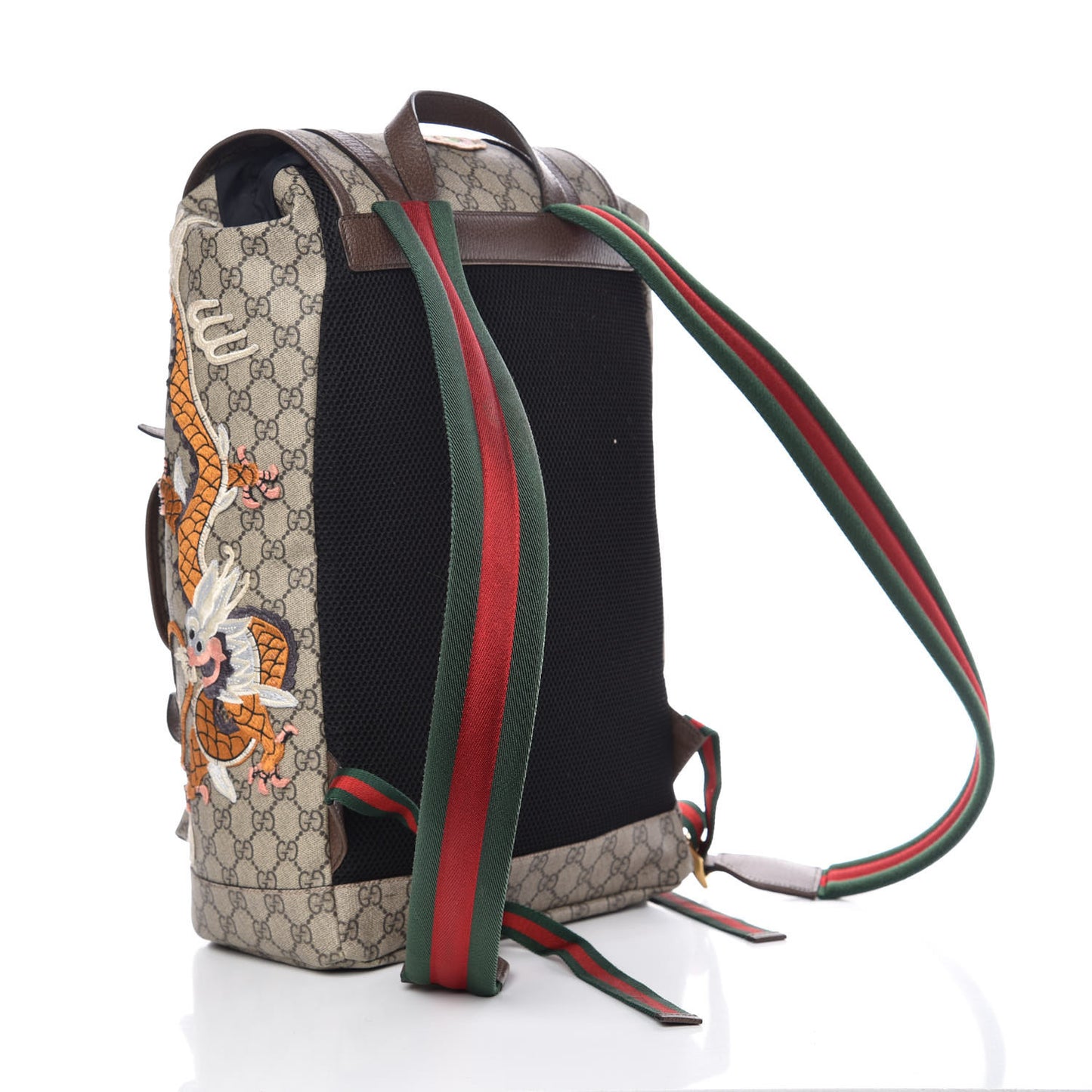 Soft GG Supreme Monogram Courrier Web Double Buckle Backpack Beige New Acero