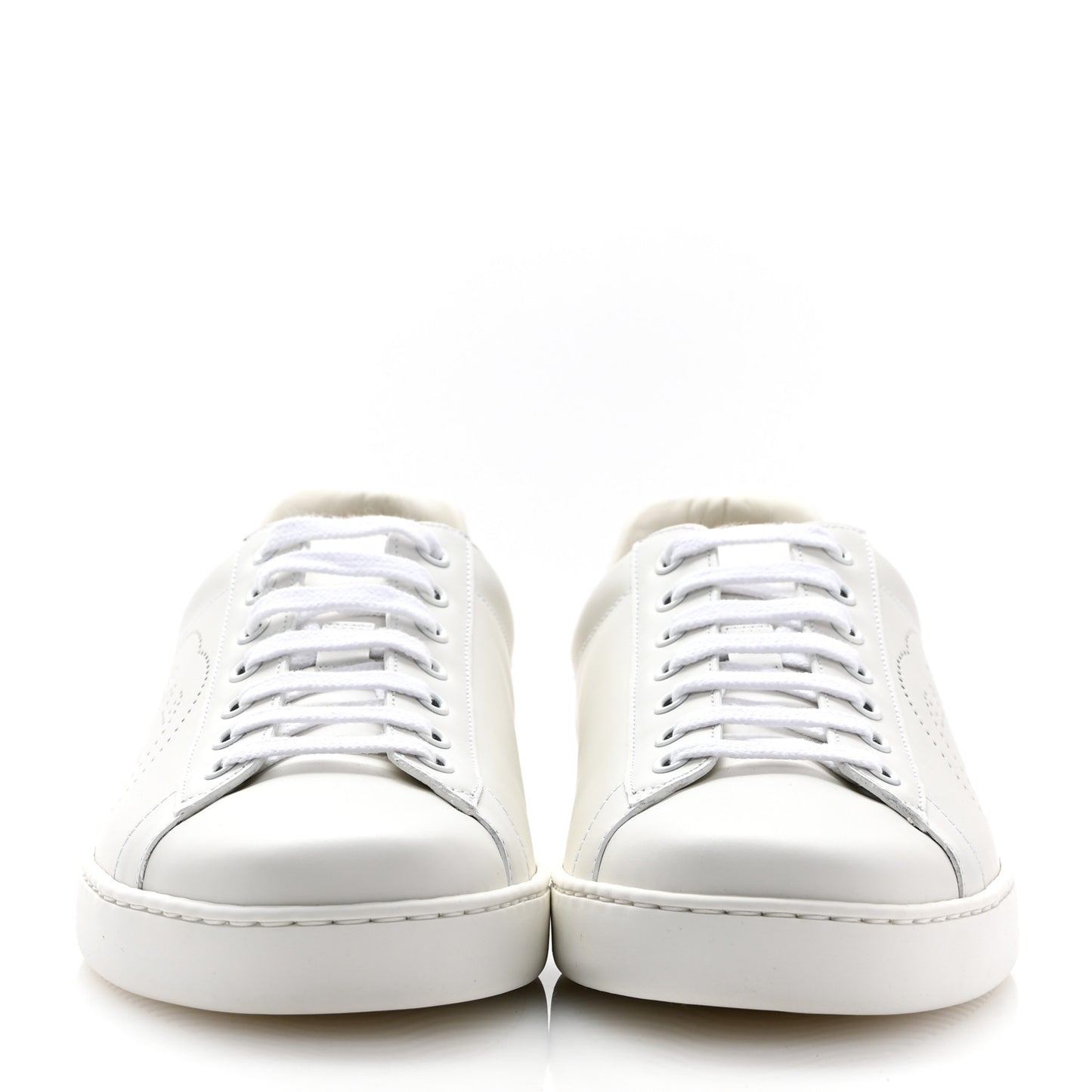 Calfskin Interlocking G Perforated Mens Ace Sneakers 9.5 White Grey Sky