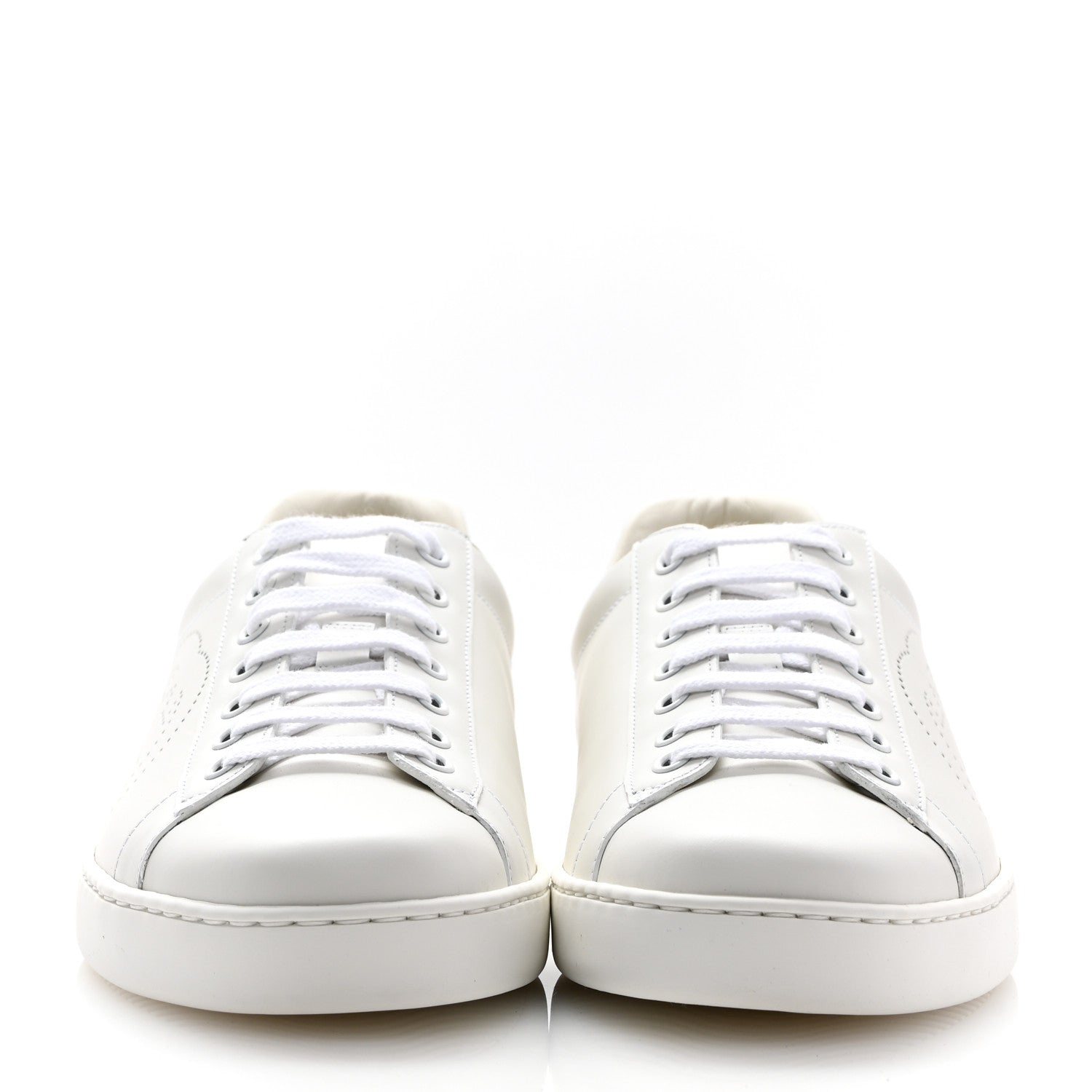Gucci Calfskin Interlocking G Perforated Mens Ace Sneakers 9.5 White Grey Sky 3 of 10