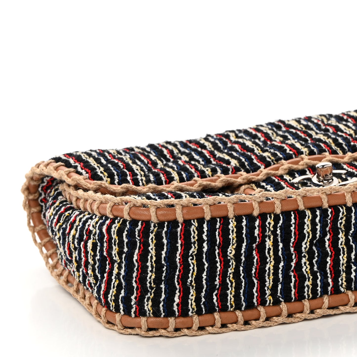 Tweed Woven Single Flap Beige Multicolor