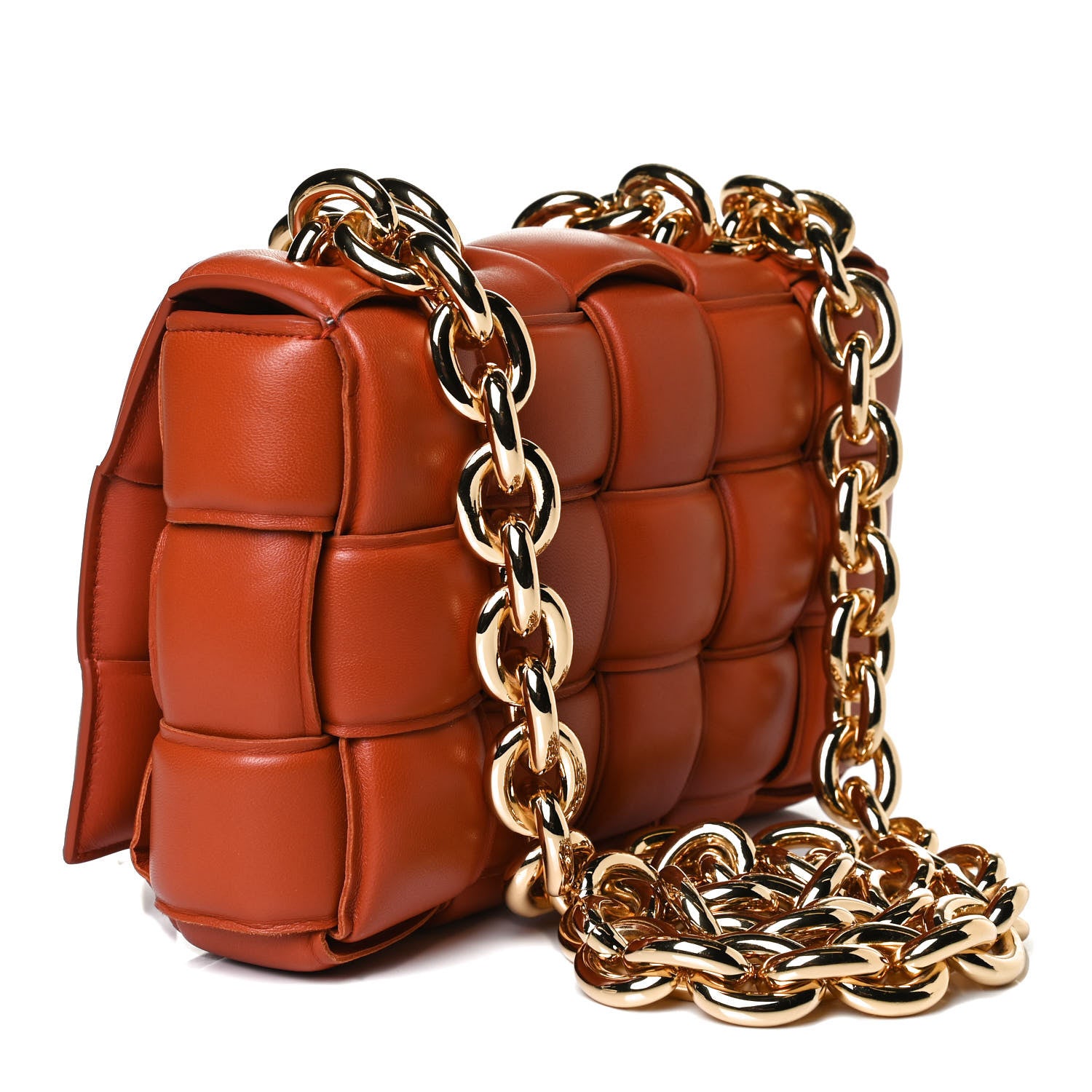 Bottega Veneta Lambskin Maxi Intreccio Padded Chain Cassette Crossbody Bag Maple 2 of 17