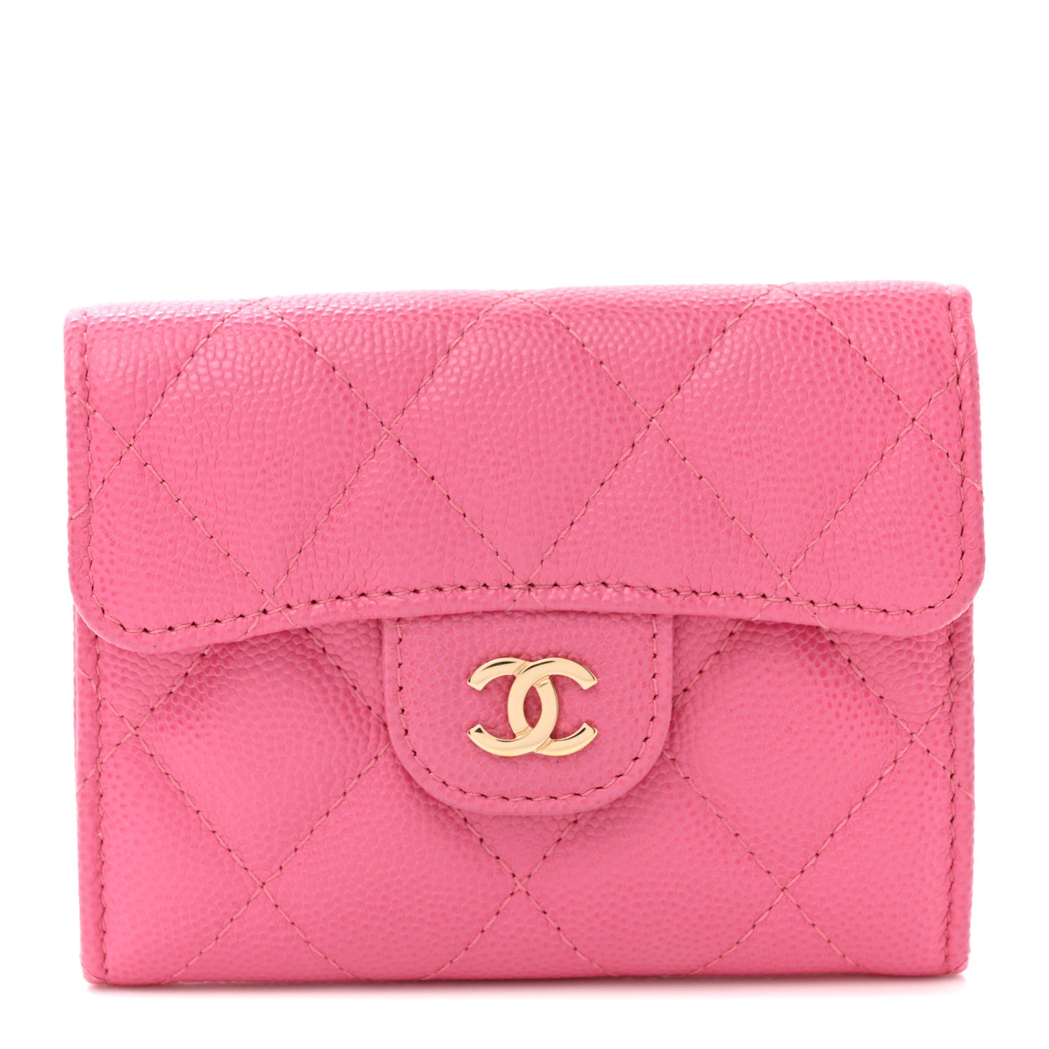 Chanel Caviar Quilted Flap Card Holder Wallet Pink 1 of 7