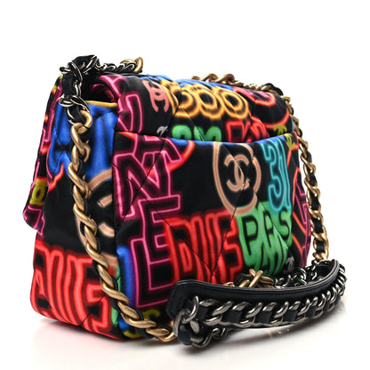 Chanel Fabric Printed Medium Chanel 19 Flap Black Multicolor 3 of 11
