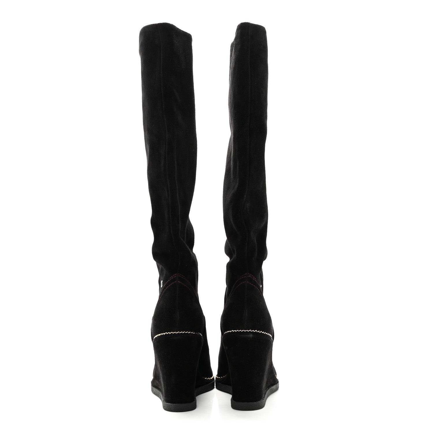 Chanel Suede Calfskin Chain Around High Boots 40 Black 5 of 14