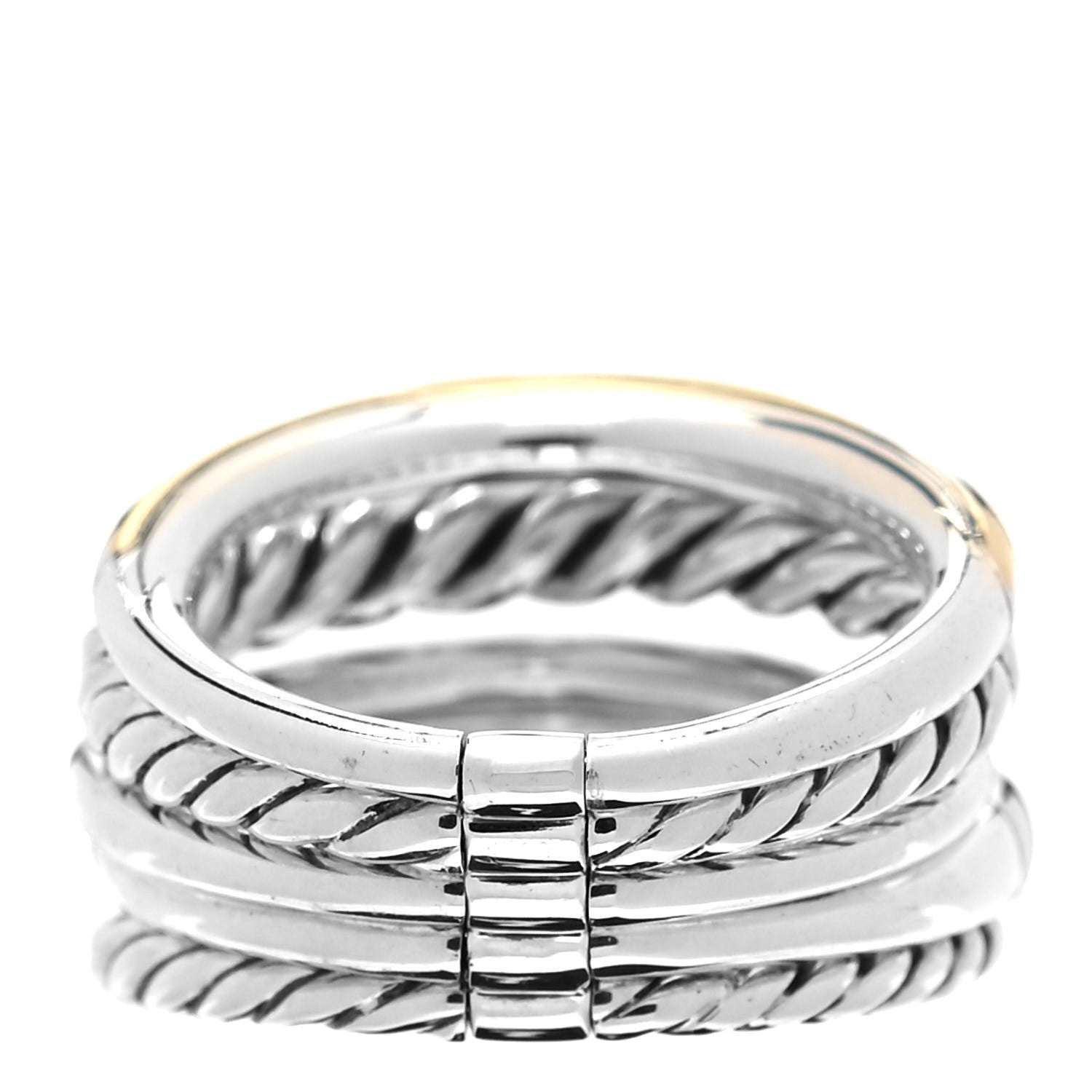 David Yurman Sterling Silver 18K Yellow Gold Wide Pure Form Ring 56 7.5 4 of 4