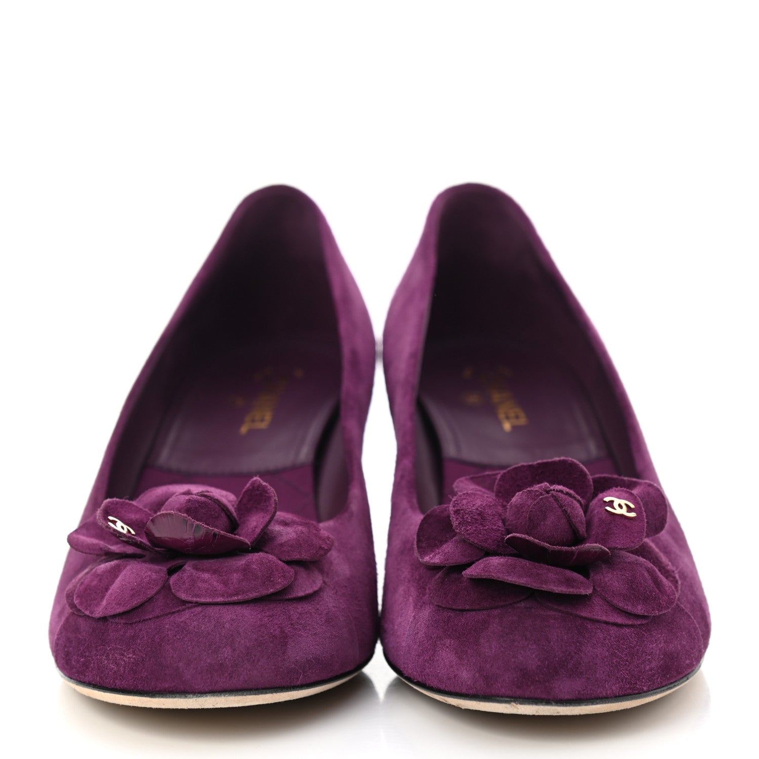 Chanel Suede Calfskin Camellia Ballerina Pumps 40 Purple 2 of 10