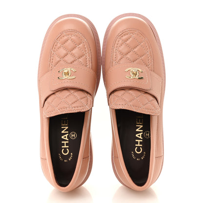 Chanel Lambskin Quilted CC Turnlock Loafers 35.5 Dark Pink 2 of 12