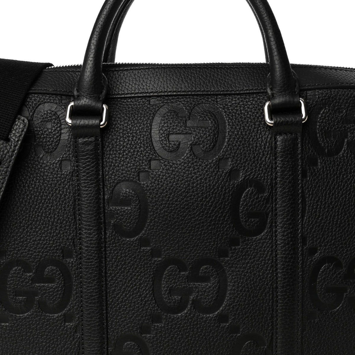 Piuma Calfskin Jumbo GG Embossed Briefcase Black