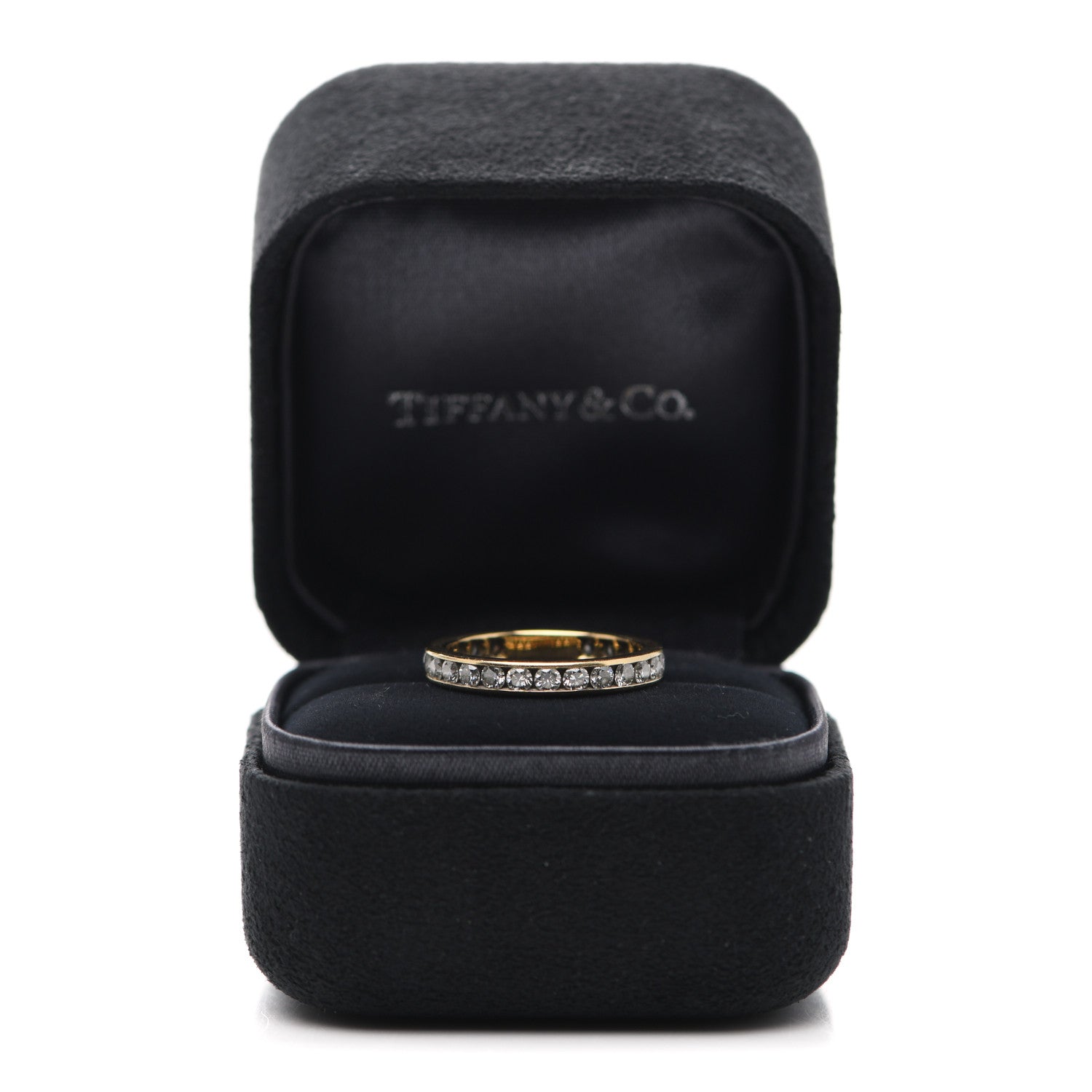 Tiffany 18K Yellow Gold Diamond 3mm Channel Set Band Ring 50 5.25 5 of 5