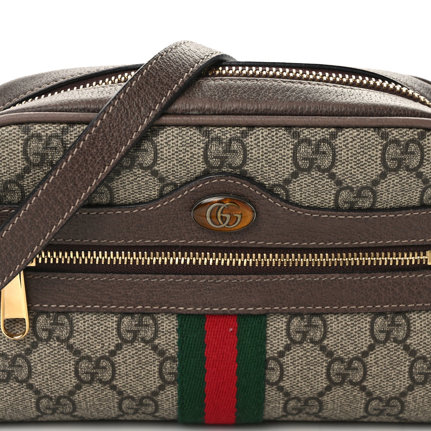 GG Supreme Monogram Web Mini Ophidia Shoulder Bag Brown