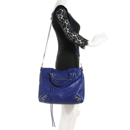 Balenciaga Chevre Gold Metallic Edge Hardware Velo Bleu Roi 2 of 14