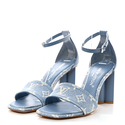 Louis Vuitton Denim Monogram Silhouette Sandals 39 Blue 3 of 9