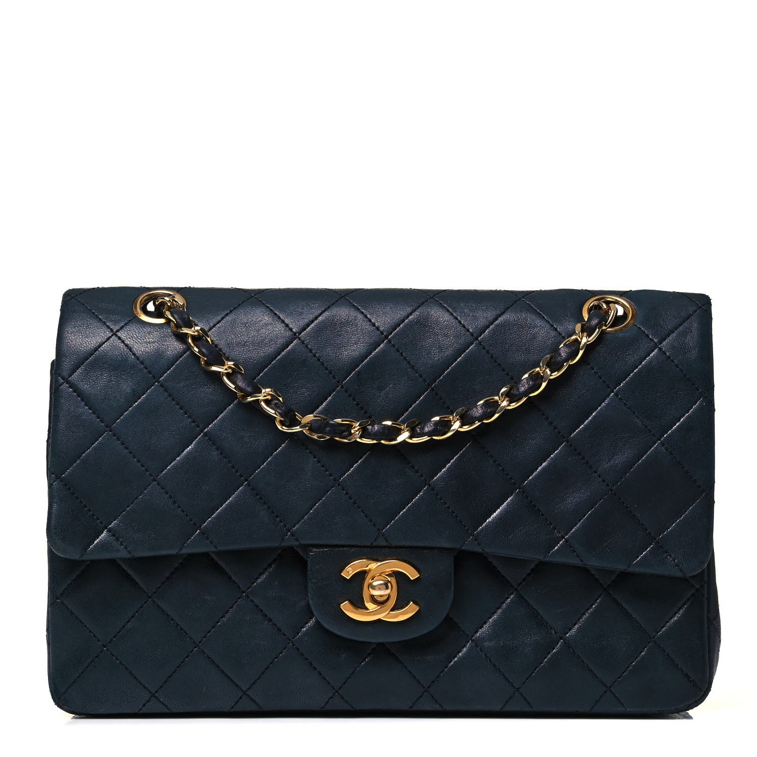 Chanel Lambskin Quilted Small Double Flap Navy 1 of 10