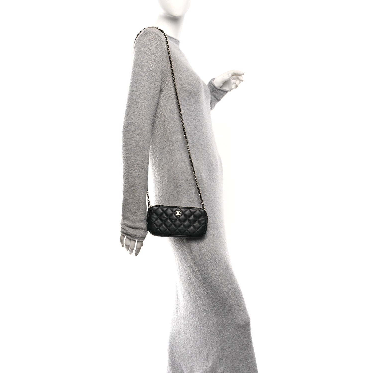 Chanel Lambskin Quilted Small Clutch With Chain  Black 2 of 11