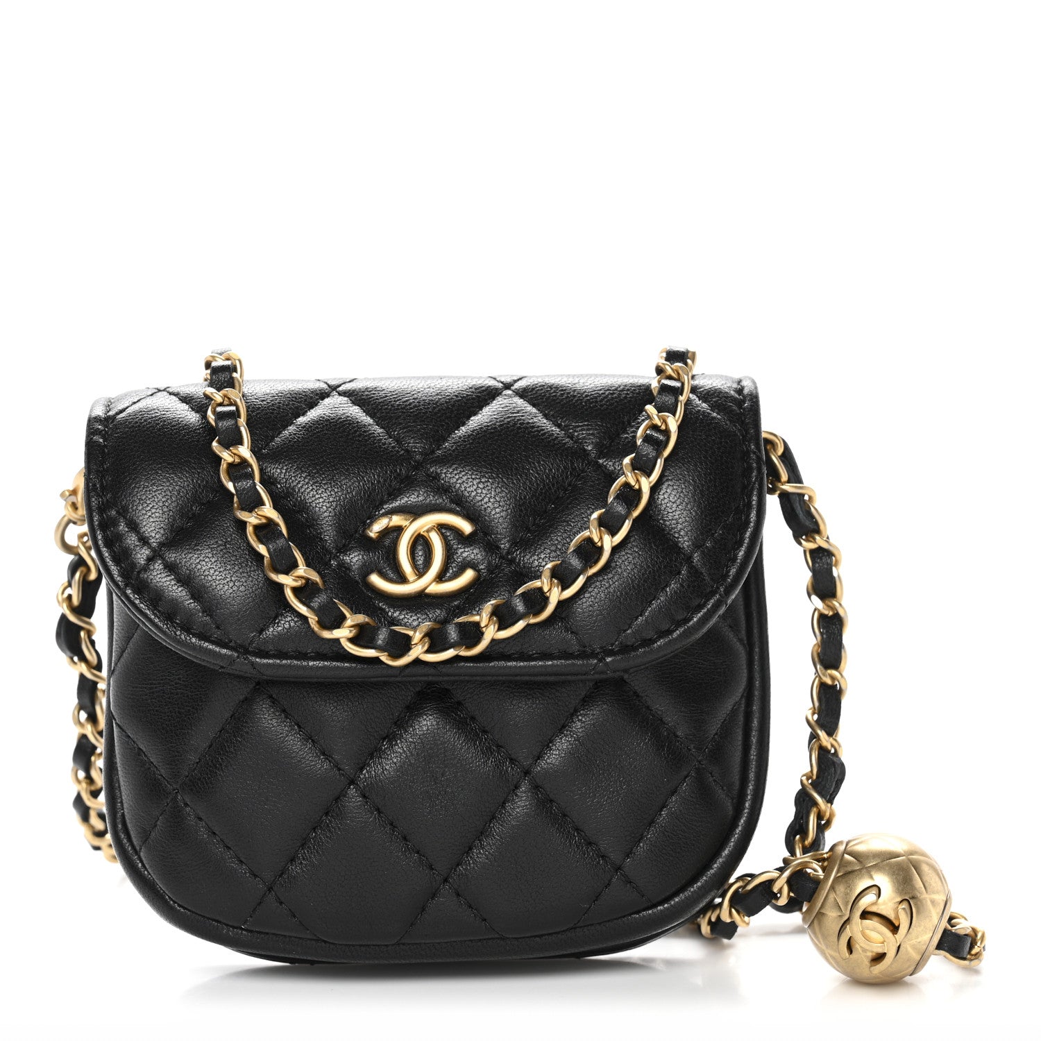 Chanel Lambskin Quilted Pearl Crush Waist Bag Black 1 of 12