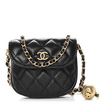 Chanel Lambskin Quilted Pearl Crush Waist Bag Black 1 of 12