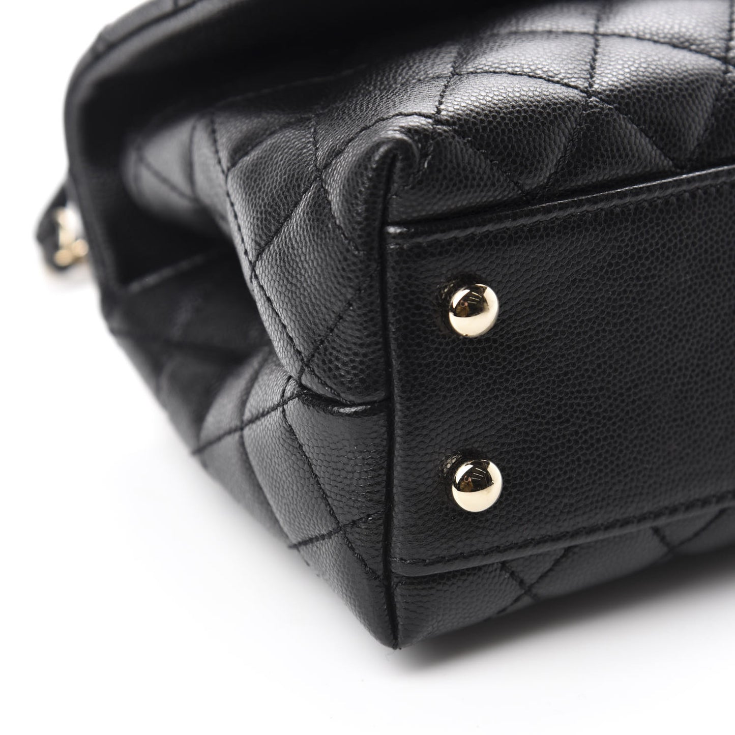 Caviar Quilted Mini Coco Handle Flap Black