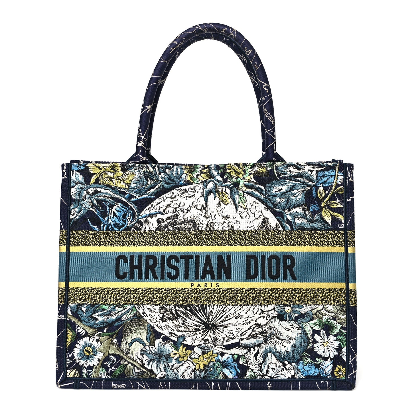 Canvas Embroidered Medium Zodiac Book Tote Blue Multicolor