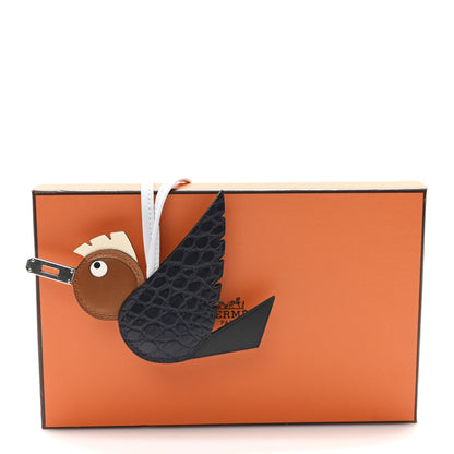 Hermes Epsom Swift Barenia Alligator Birdy Bag Charm Fauve Craie Bleu Brume Black 5 of 5