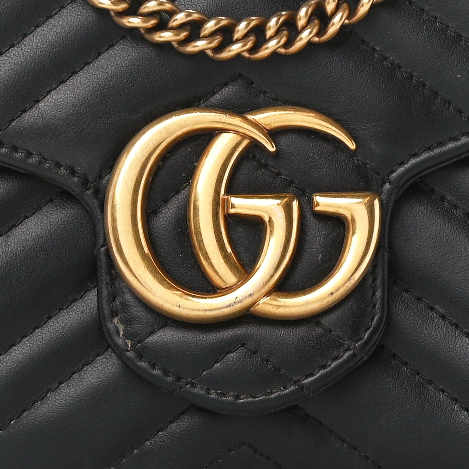 Gucci Calfskin Matelasse GG Marmont Chain Wallet Black 8 of 12
