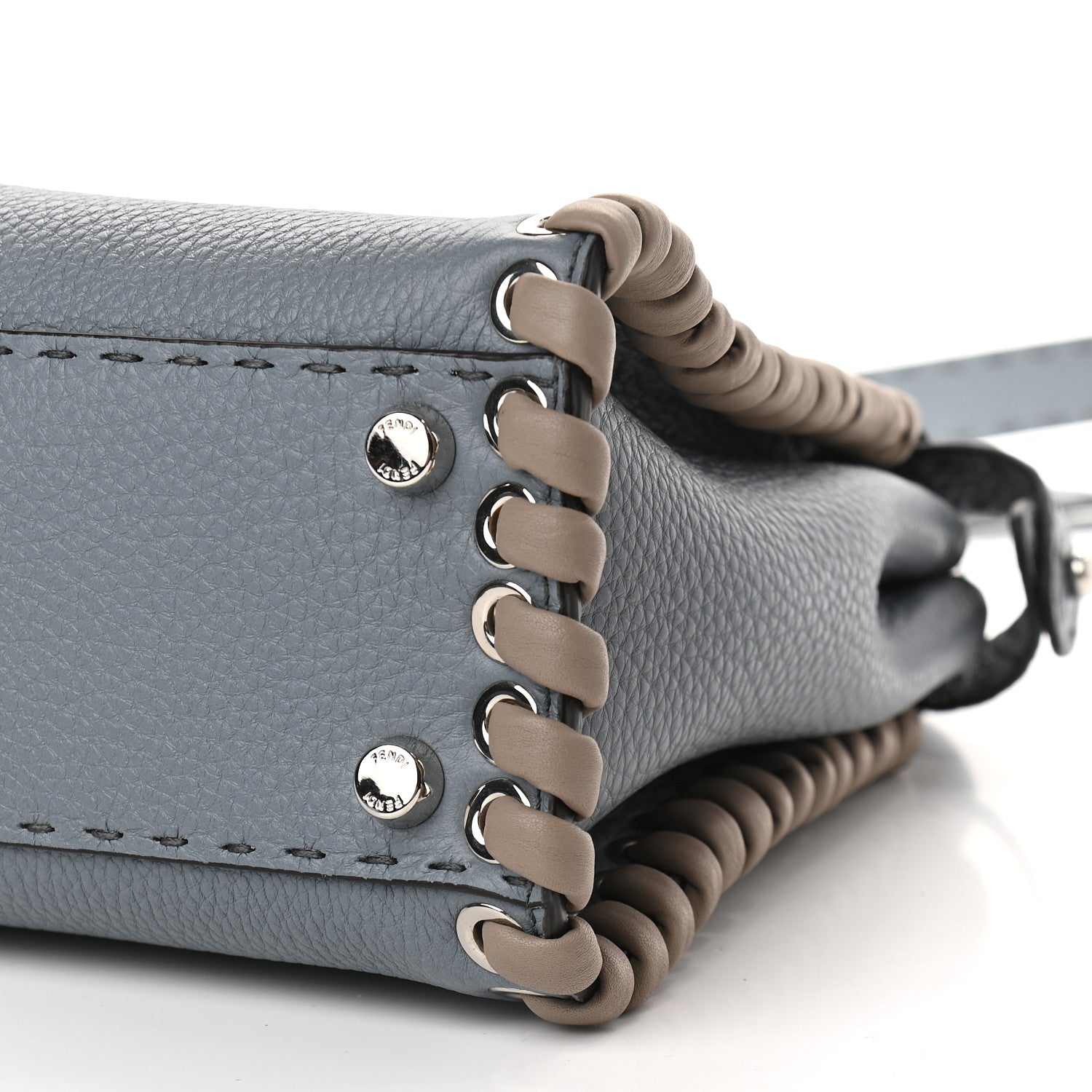 Fendi Cuoio Romano Selleria Vitello Dolce Lace Up Medium Peekaboo Iconic Satchel Nube Corda Tortora 9 of 9