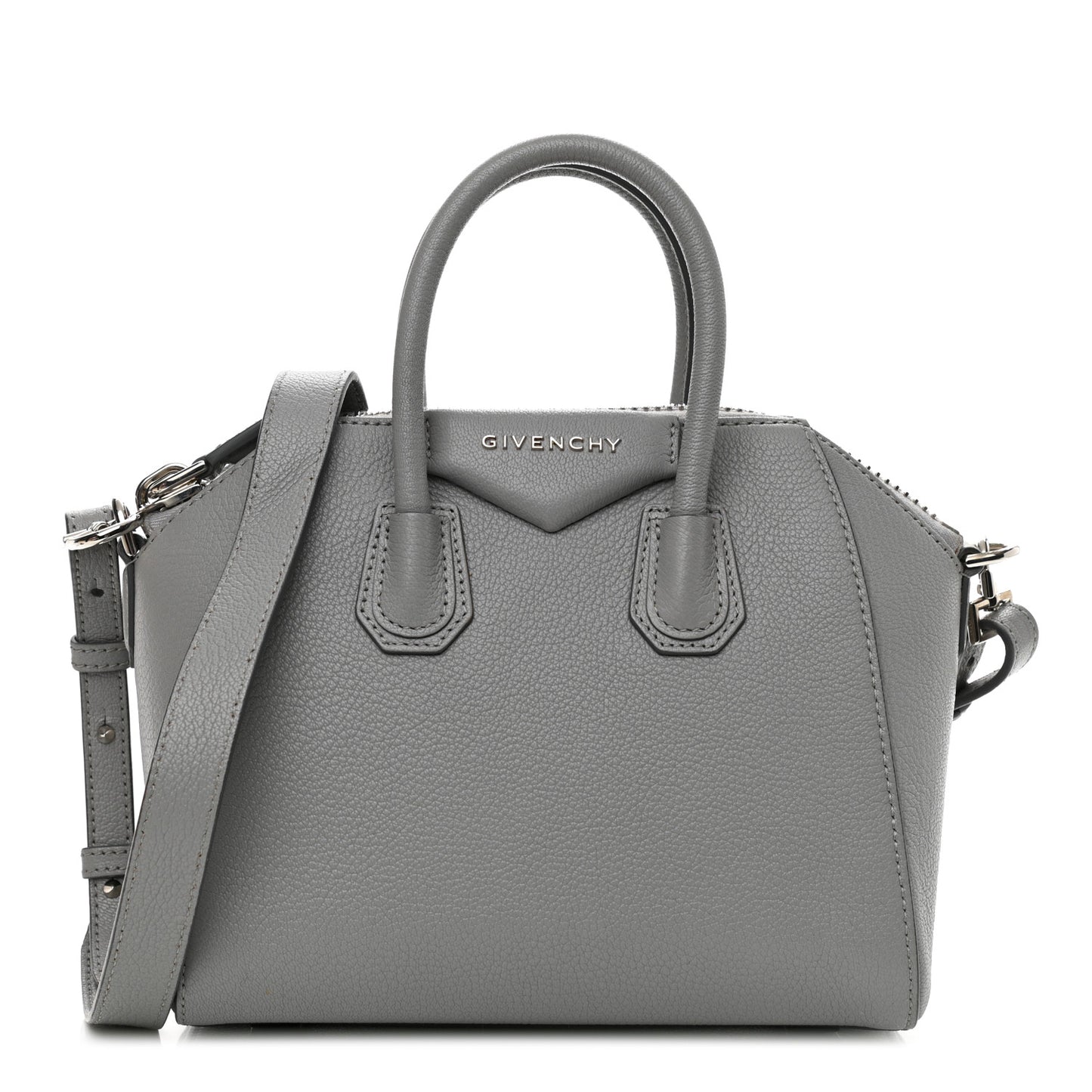 Sugar Goatskin Mini Antigona Pearl Grey