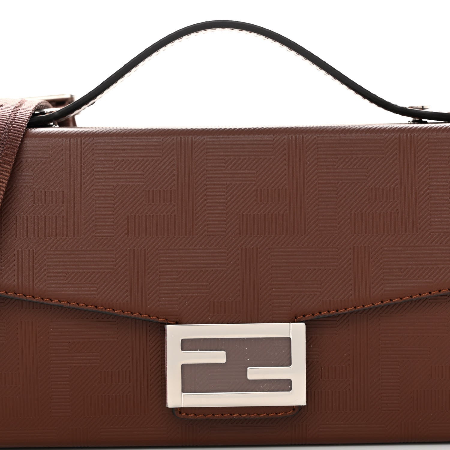 Fendi Vitello King FF Lines Embossed Baguette Soft Trunk Ghianda 7 of 9