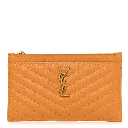 Saint Laurent Grain De Poudre Chevron Monogram Bill Pouch Senape Yellow 1 of 8