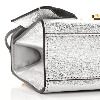 Gucci Metallic Goatskin Small Padlock Shoulder Bag Argento 9 of 10