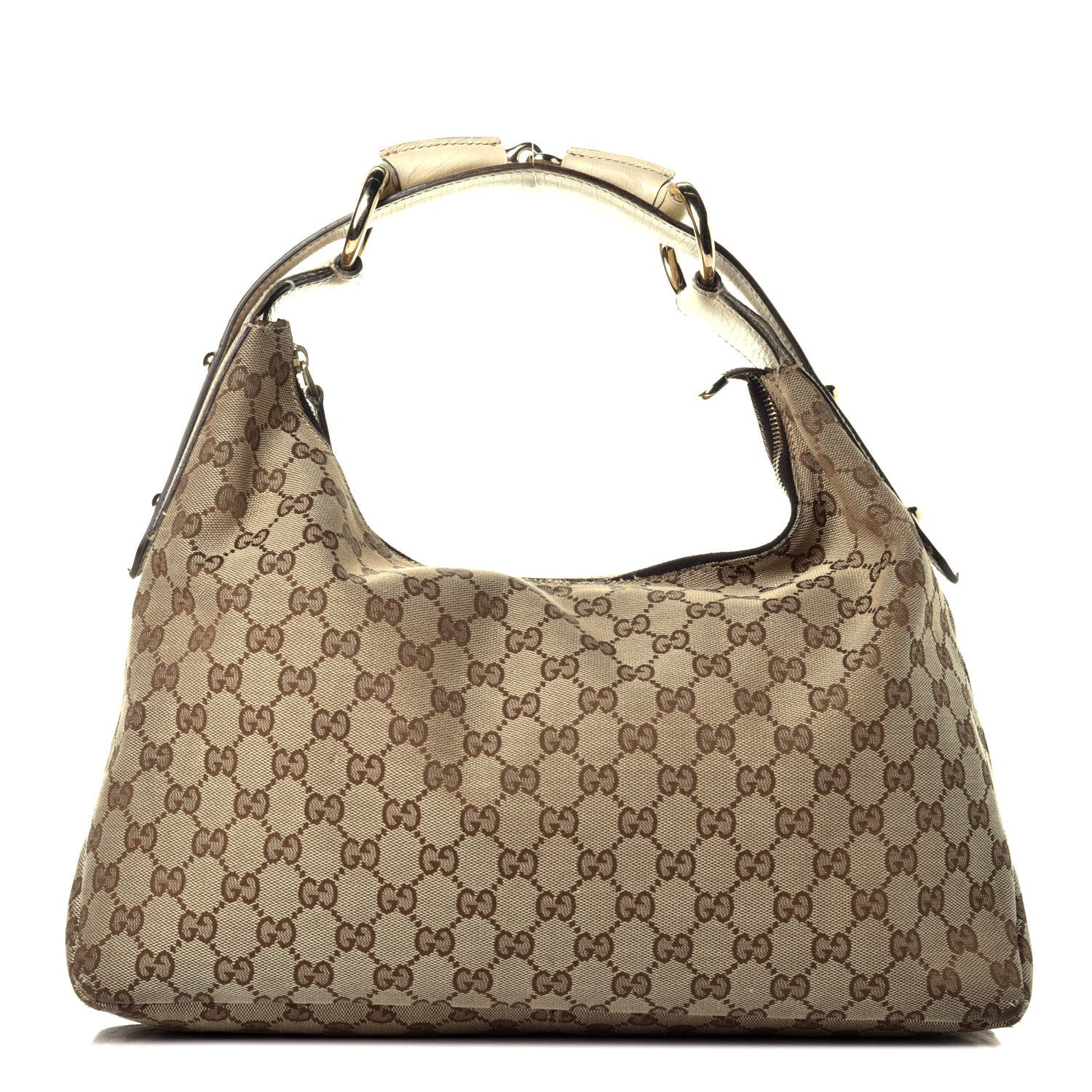Gucci Monogram Medium Horsebit Chain Hobo Off White 1 of 10