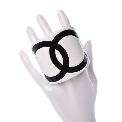 Chanel Resin CC Cuff White Black 2 of 4