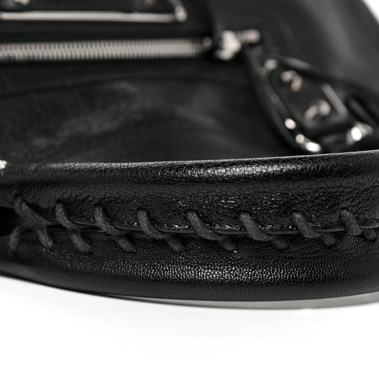Chevre Silver Metallic Edge Hardware Velo Black