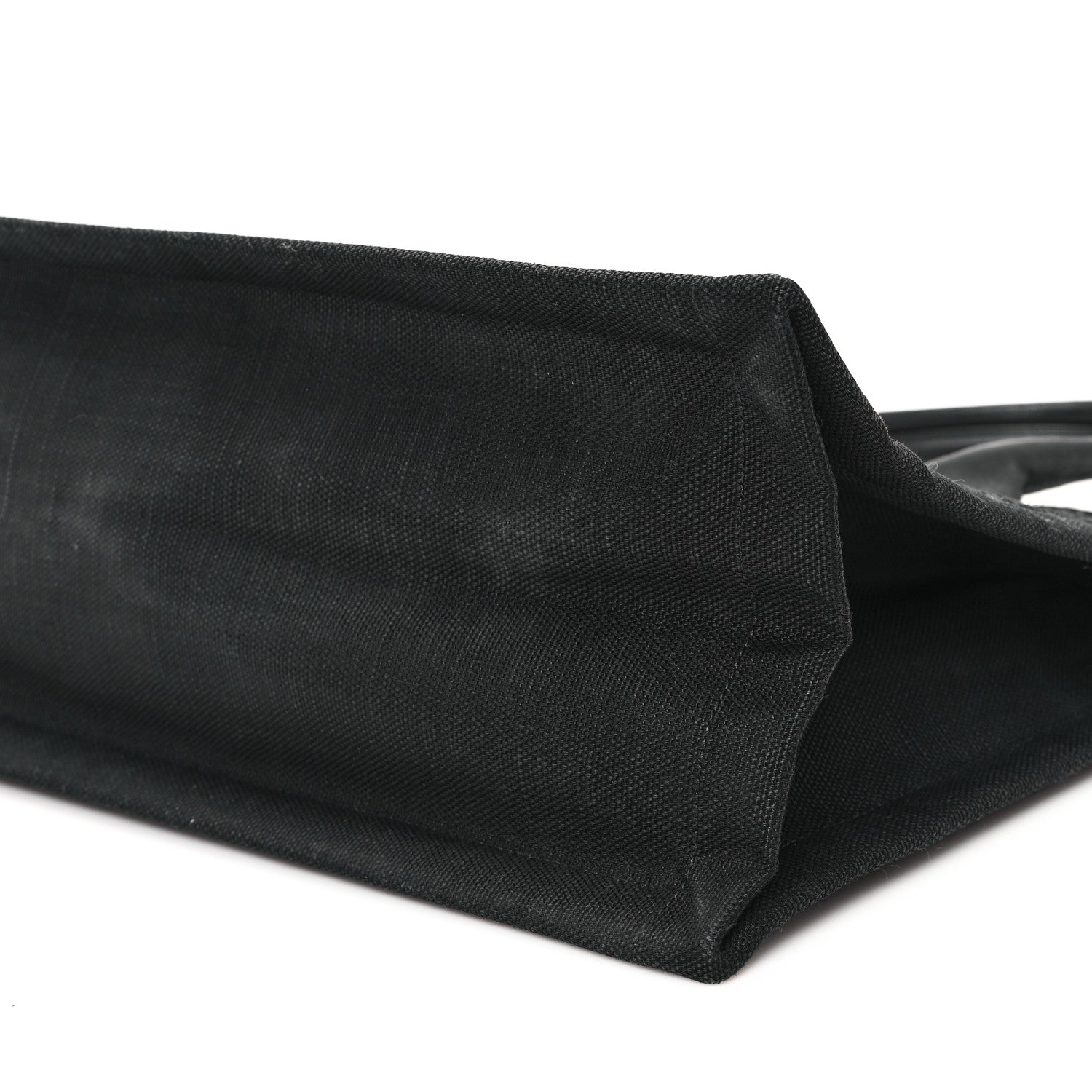 Saint Laurent Raffia Linen Calfskin Rive Gauche Tote Black 10 of 10