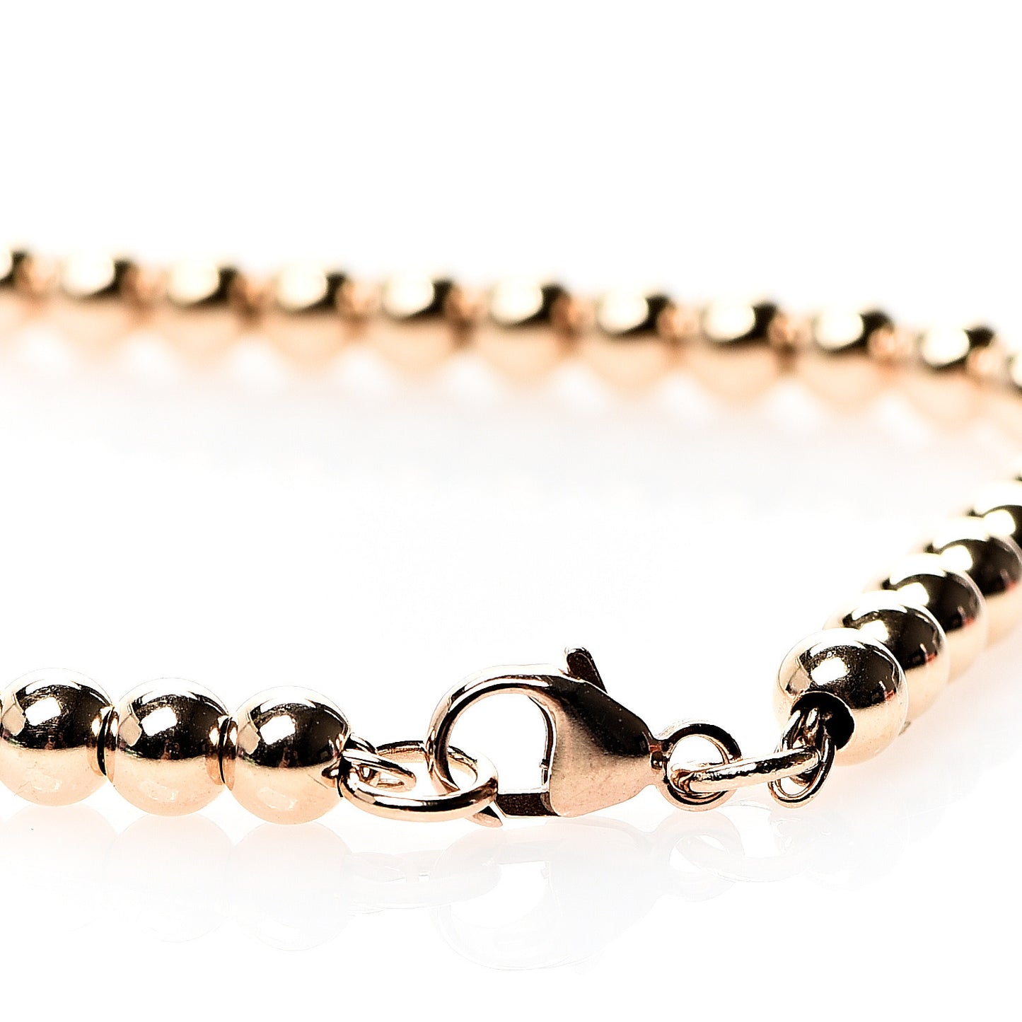 18K Rose Gold 4mm Return To Bead Heart Tag Bracelet
