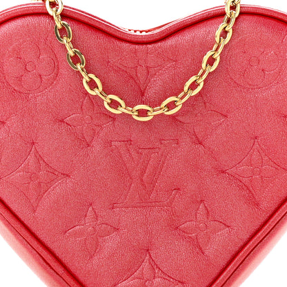 Louis Vuitton Lambskin Embossed Monogram Fall In Love Sac Coeur Heart Chain Bag Lipstick Red 7 of 9