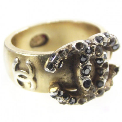 Chanel Crystal CC Logo Ring Gold 4 of 5