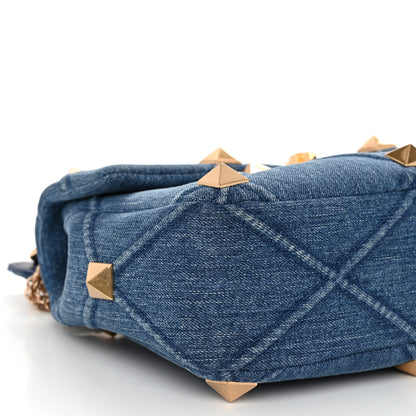 Valentino Garavani Denim Medium Roman Stud Shoulder Bag Light Denim Selleria 8 of 9